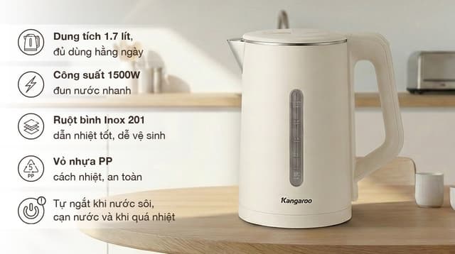 Kangaroo 1.7 lít KGWK17P1G 1.7 lít