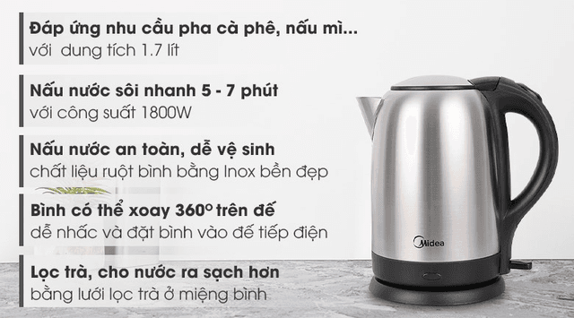 Midea 1.7 lít MK-17SS 1.7 lít