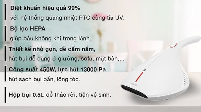 Máy hút bụi đệm giường Deerma CM800
