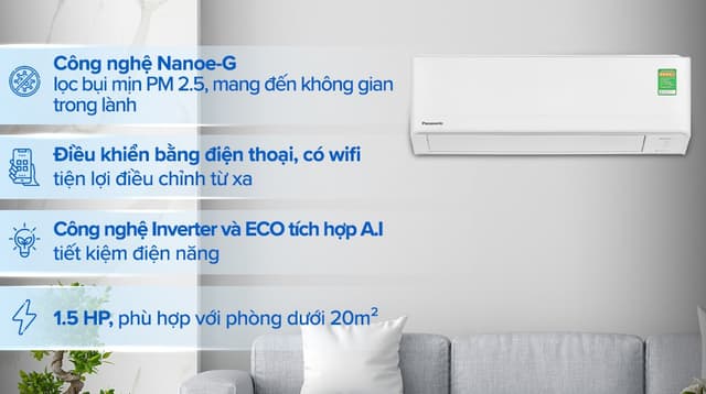 Panasonic Inverter 1.5 HP CU/CS-PU12AKH-8 12.000 BTU
