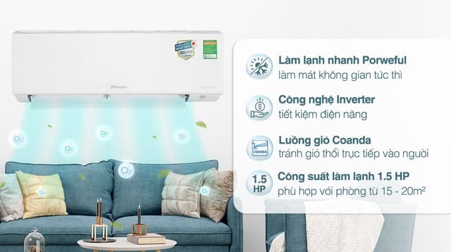 Daikin Inverter 1.5 HP ATKB35YVMV 12.300 BTU