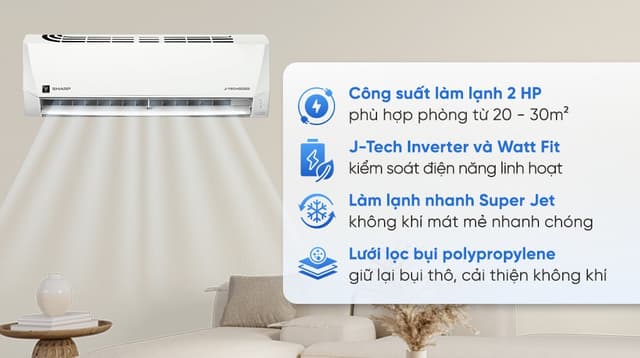 Sharp Inverter 2 HP AH-X18DEW 18.000 BTU