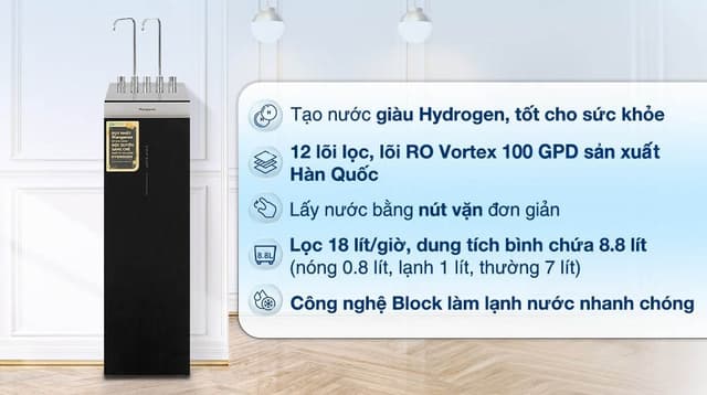Máy lọc nước RO nóng nguội lạnh Hydrogen Kangaroo Sumire KG12A8 12 lõi