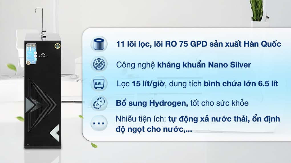 Máy lọc nước RO 11 lõi, model HPR526