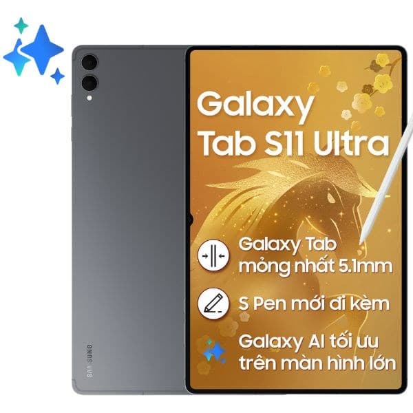 Samsung Galaxy Tab S11 Ultra màu xám, màn hình 14,6 inch cho vẽ digital art chuyên nghiệp