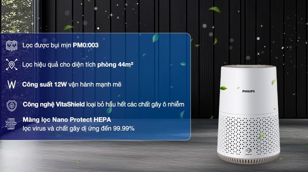 Máy lọc không khí Philips AC0650/10 dạng trụ nhỏ để bàn