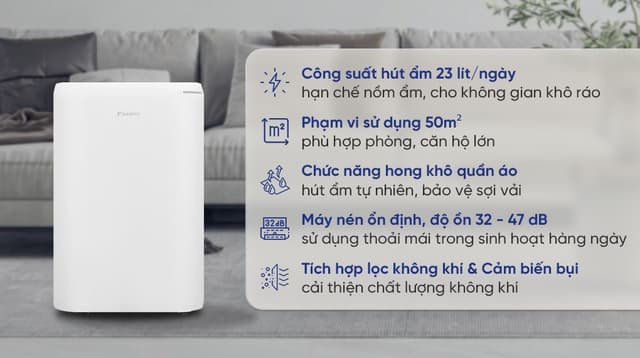 Máy hút ẩm kết hợp lọc không khí Daikin JPF12AV2