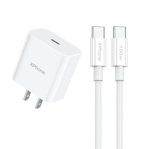 Bộ củ sạc nhanh Xphone XPAC20CC 20W kèm cáp C to C 60W 1m