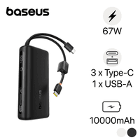 Pin dự phòng Baseus Enerfill 10000 mAh 67W tích hợp cáp đôi USB-C + màn hình FC41
