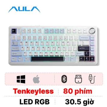 Bàn phím cơ không dây AULA F75 Ice Blue