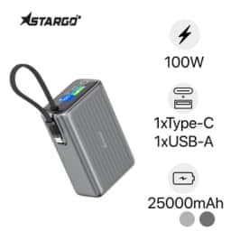 Pin dự phòng StarGO Hypercharge 25000mAh 100W tích hợp màn hình + cáp Type-C