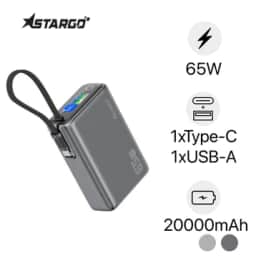 Pin sạc dự phòng StarGO Hypercharge 20000mAh 65W tích hợp màn hình + cáp Type-C