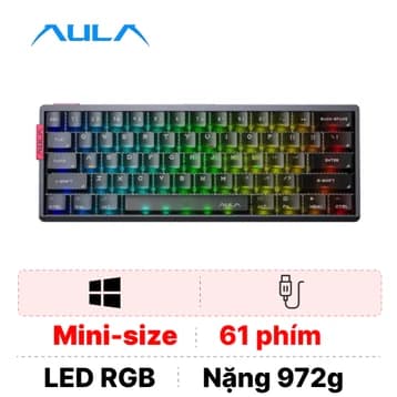 Bàn phím cơ có dây Aula AG60 Xám