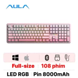 Bàn phím cơ không dây Aula F108 Hồng Gradient