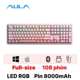 Bàn phím cơ không dây Aula F108 Hồng Gradient