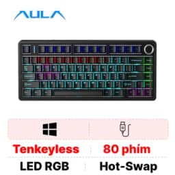 Bàn phím cơ có dây AULA F75 trắng