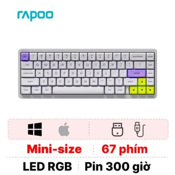 Bàn phím cơ Rapoo Aesco A67 Esport Rapid Trigger Hotswap Trắng