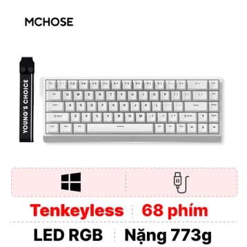 Bàn phím Gaming có dây HE Magnetic Mchose Ace68 Rapid Trigger White