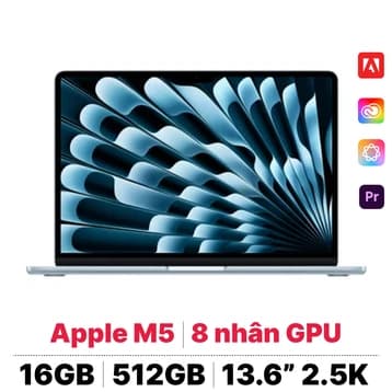 Apple MacBook Air M4 13 inch 2025 10CPU 10GPU Chip Apple M5 CPU 10 lõi với 4 lõi siêu xử lý và 6 lõi tiết kiệm điện 16GB 512GB