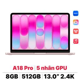 Apple MacBook Neo A18 Pro 2026 6CPU 5GPU Touch ID Chip Apple A18 Pro CPU 6 lõi với 2 lõi hiệu năng và 4 lõi tiết kiệm điện 8GB 512GB