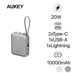 Pin sạc dự phòng Aukey PB-Y91L 10.000mAh 20W tích hợp cáp type C + type L