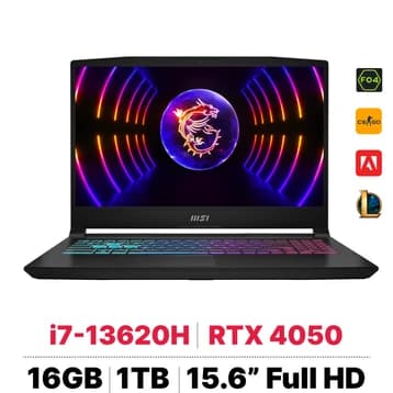 MSI Katana 15 B13VEK-2440VN Intel Core i7-13620H, 10 lõi, 16 luồng, 24 MB Intel Smart Cache, Max Turbo Frequency 4.9 GHz 16GB 1024GB