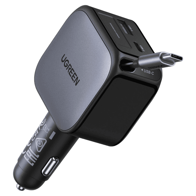 Tẩu sạc nhanh xe hơi 2 cổng 60W (USB-C + USB-A) kèm cáp Type C EC602 Ugreen