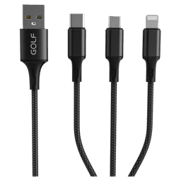Cáp 3 in 1 sạc nhanh USB A to Type C + Lightning + Micro 1.2m GC-86 Golf