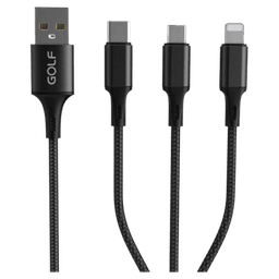 Cáp 3 in 1 sạc nhanh USB A to Type C + Lightning + Micro 1.2m GC-86 Golf