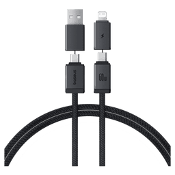 Cáp 4 in 1 sạc nhanh USB A + Type C to Type C + Lightning 1m 60W Versatile Baseus
