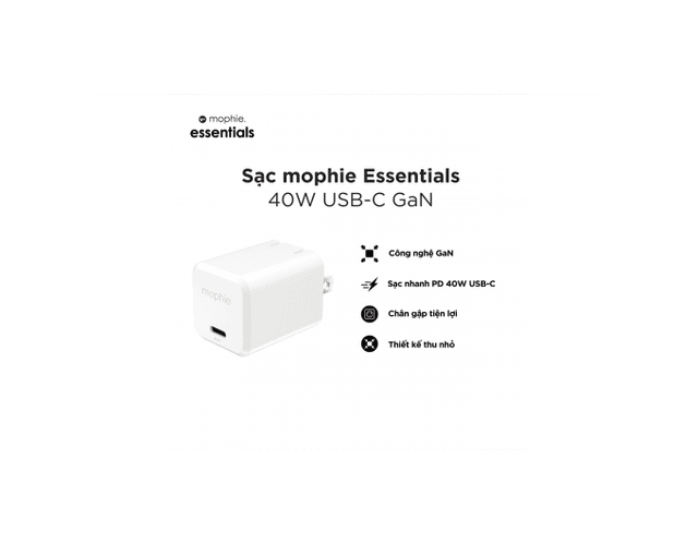 Sạc mophie Essentials 40W USB-C GaN - 409917454