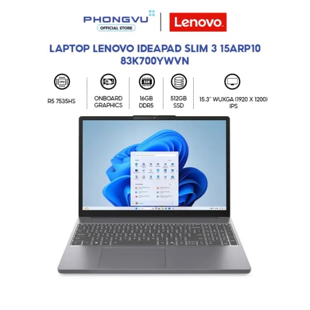 Lenovo IdeaPad Slim 3 15ARP10 - 83K700YWVN Ryzen 5 7535HS 16GB 512GB
