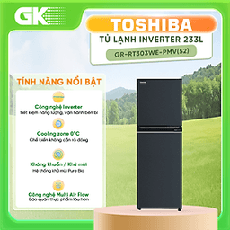 Toshiba Inverter 233 lít GR-RT303WE-PMV (52) 233 lít