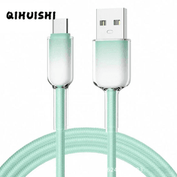 QIHUISHI Cáp sạc nhanh 65W với thiết kế màu sáng tối tinh thể băng cho iPhone và các thiết bị Huawei, USB-C đến bộ sạc bện sét